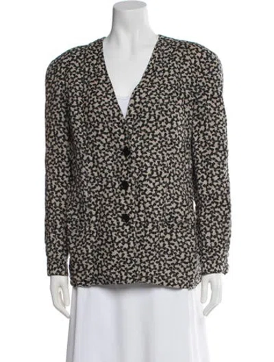 Pre-owned Giorgio Armani Linen Patterned Blazer In Black