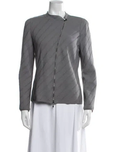 Pre-owned Giorgio Armani Linen Patterned Jacket In Gray