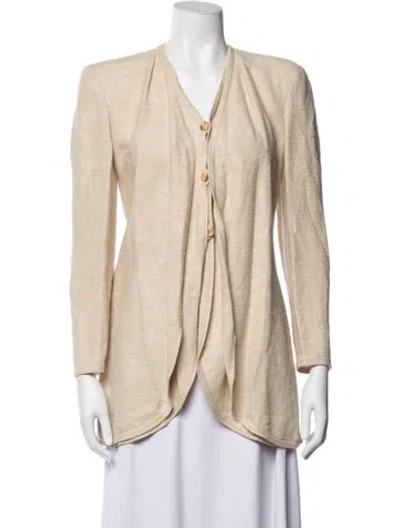 Pre-owned Giorgio Armani Linen Patterned Jacket In Neutrals