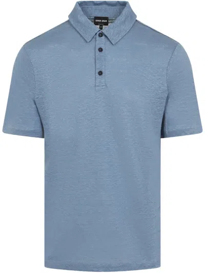 Giorgio Armani Short-sleeved Polo T-shirt In Blue