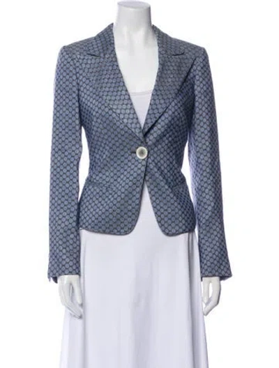 Pre-owned Giorgio Armani Linen Printed Blazer In Blue