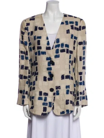 Pre-owned Giorgio Armani Linen Printed Blazer In Neutral