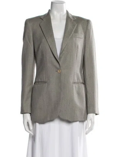 Pre-owned Giorgio Armani Linen Printed Blazer In Neutral