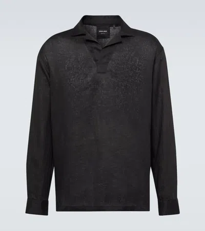 Giorgio Armani Linen Shirt In Black