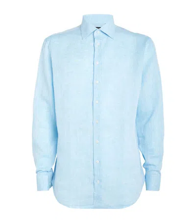 Giorgio Armani Linen Shirt In Blue
