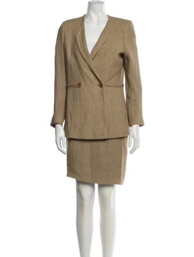 Pre-owned Giorgio Armani Linen Skirt Suit In Neutral