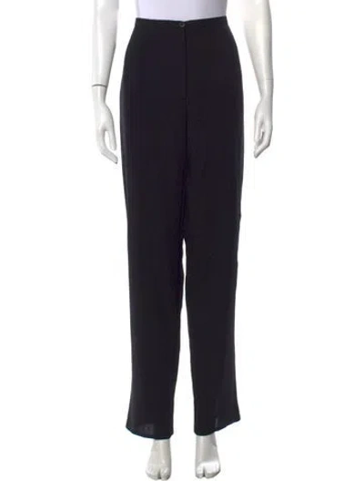 Pre-owned Giorgio Armani Linen Straight Leg Pants In Black
