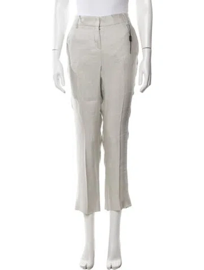Pre-owned Giorgio Armani Linen Straight Leg Pants In Grey