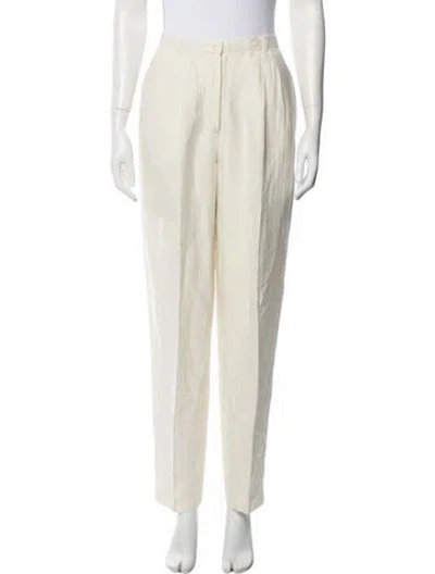 Pre-owned Giorgio Armani Linen Straight Leg Pants In Neutrals