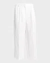 Giorgio Armani Linen Straight-leg Trousers In Solid White