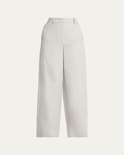 Giorgio Armani Linen Straight-leg Trousers In Neutral