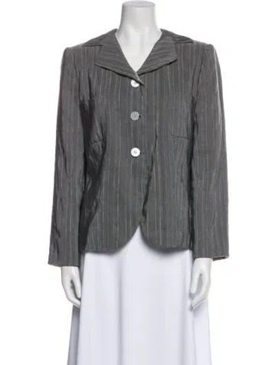 Pre-owned Giorgio Armani Linen Striped Blazer In Gray