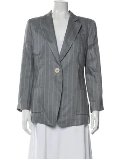 Pre-owned Giorgio Armani Linen Striped Blazer In Gray