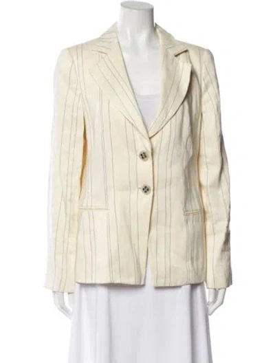 Pre-owned Giorgio Armani Linen Striped Blazer In Neutral