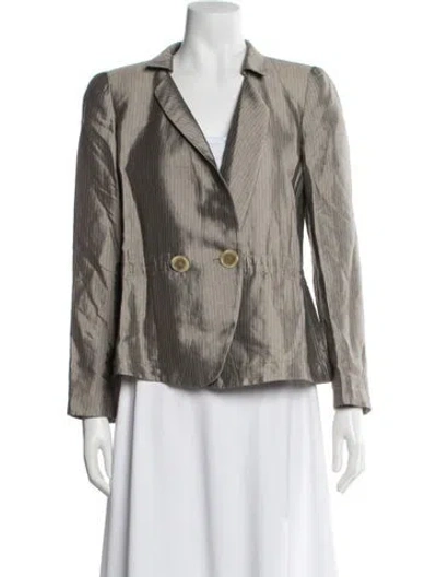 Pre-owned Giorgio Armani Linen Striped Blazer In Neutral