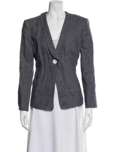 Pre-owned Giorgio Armani Linen Striped Blazer W/ Tags In Blue