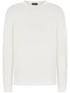 Giorgio Armani Crew-neck Jumper In Linen And Cotton In White