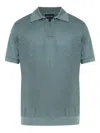 Giorgio Armani Polo In Green Linen In Blue