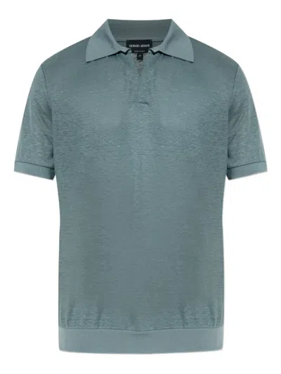 Giorgio Armani Linen T-shirt In Blue
