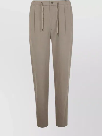 Giorgio Armani Linen Trousers Elasticated Waistband In Neutrals