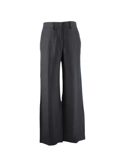 Pre-owned Giorgio Armani Linen Trousers In Gray