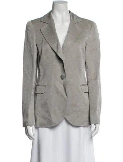 Pre-owned Giorgio Armani Linen Tweed Pattern Blazer In Gray