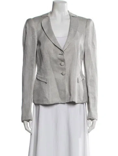 Pre-owned Giorgio Armani Linen Tweed Pattern Blazer In Gray