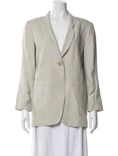 Pre-owned Giorgio Armani Linen Tweed Pattern Blazer In Gray