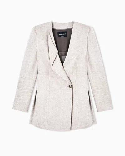 Giorgio Armani Linen, Viscose And Silk Crêpe Single-breasted Jacket In Gray