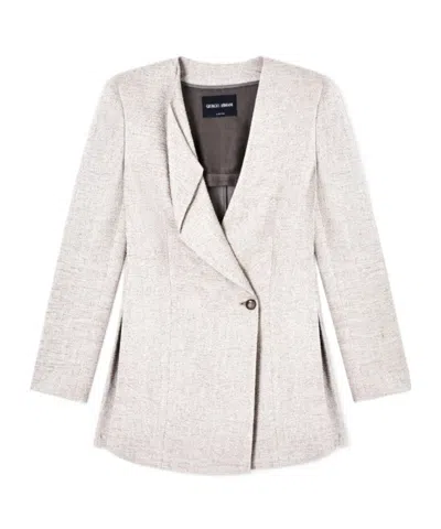 Giorgio Armani Linen, Viscose And Silk Crêpe Single-breasted Jacket In Gray