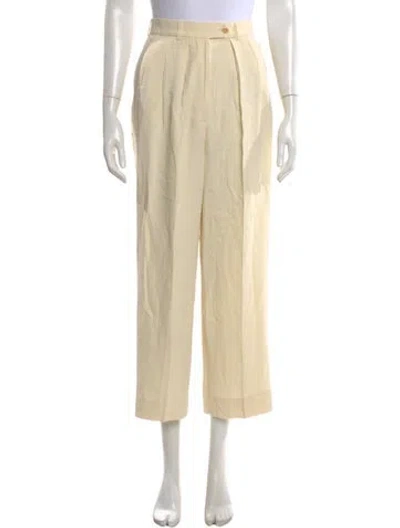 Pre-owned Giorgio Armani Linen Wide Leg Pants In Neutral