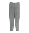 Giorgio Armani Linen-wool Pleated Straight Trousers In Grey