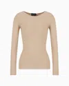 Giorgio Armani Links-stitch Viscose Long-sleeved Jumper In Beige
