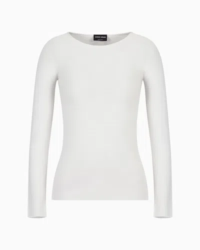 Giorgio Armani Links-stitch Viscose Long-sleeved Jumper In Beige