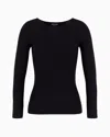 Giorgio Armani Links-stitch Viscose Long-sleeved Jumper In Black