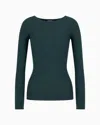 Giorgio Armani Links-stitch Viscose Long-sleeved Jumper In Green