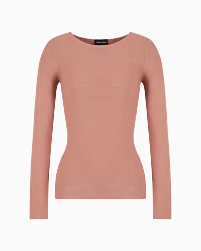 Giorgio Armani Links-stitch Viscose Long-sleeved Jumper In Nude