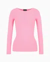Giorgio Armani Links-stitch Viscose Long-sleeved Jumper In Pink