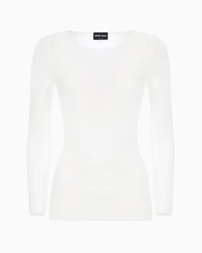Giorgio Armani Links-stitch Viscose Long-sleeved Jumper In White
