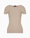 Giorgio Armani Links-stitch Viscose Short-sleeved Jumper In Beige