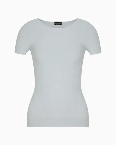 Giorgio Armani Links-stitch Viscose Short-sleeved Jumper In Grey