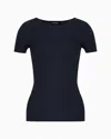 Giorgio Armani Links-stitch Viscose Short-sleeved Jumper In Grey