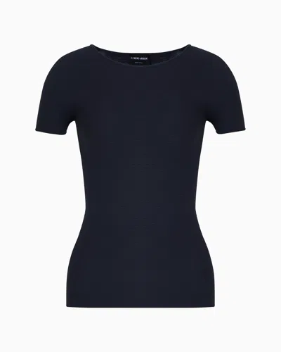 Giorgio Armani Links-stitch Viscose Short-sleeved Jumper In Grey