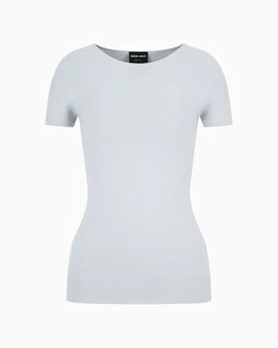 Giorgio Armani Links-stitch Viscose Short-sleeved Jumper In Gray