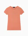 Giorgio Armani Links-stitch Viscose Short-sleeved Jumper In Orange