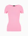 Giorgio Armani Links-stitch Viscose Short-sleeved Jumper In Pink