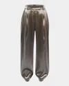 Giorgio Armani Liquid Silk Trousers In Brown