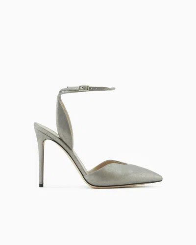 Giorgio Armani Liquid Suede Court Shoes In Grey