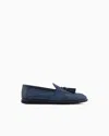 Giorgio Armani Tassel-detail Leather Loafers In Blue
