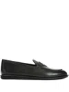 Giorgio Armani Minimalist Black Leather Loafers With Rubber Sole In Black